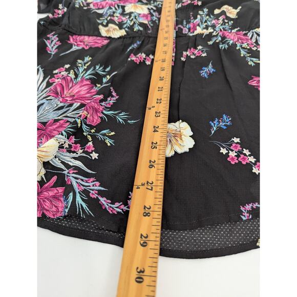 Torrid Womens Black Pink Floral Babydoll Top Flutter Sleeves Side Ties Size 1X - Picture 8 of 8